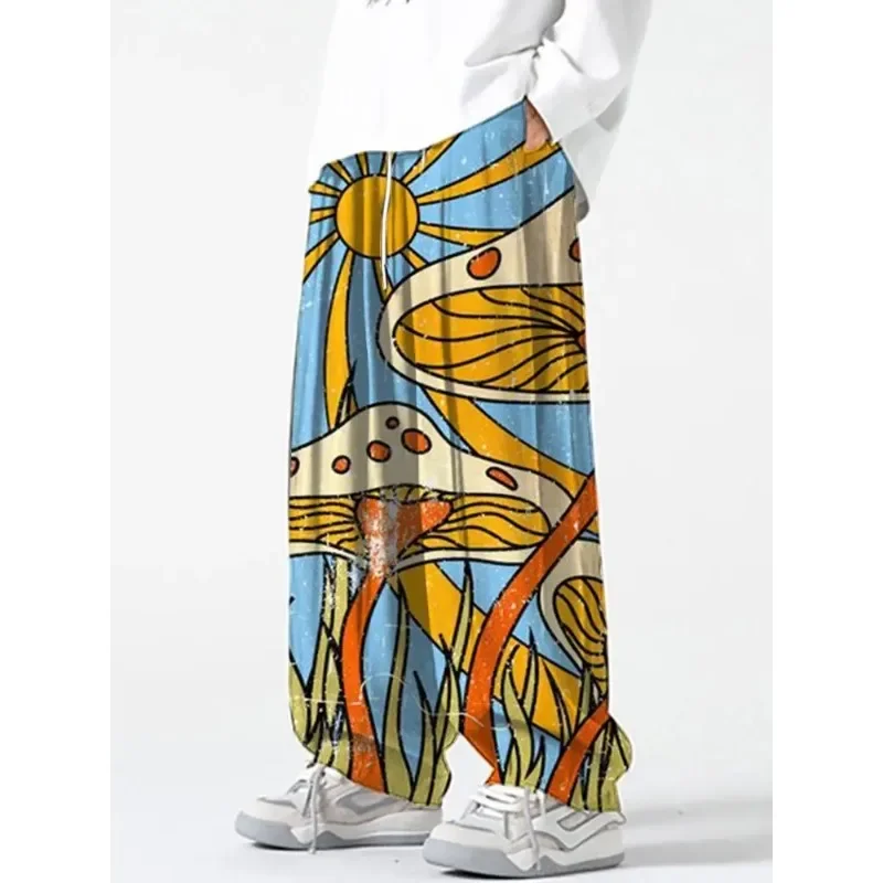 Mushroom Aesthetic Prints Wide Leg Pants Harajuku Colorful Hip Hop Streetwear Hipster Summer Trousers Men Women Casual Pants 3