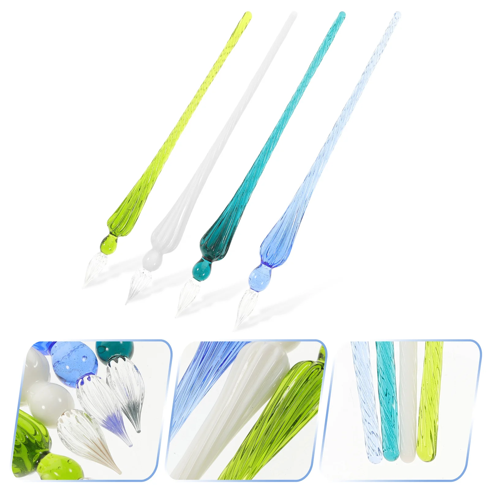 

4Pcs Handmade Glass Pen Calligraphy Practice Glass Pen Vintage Glass Dip Pen Clear Dip Pen