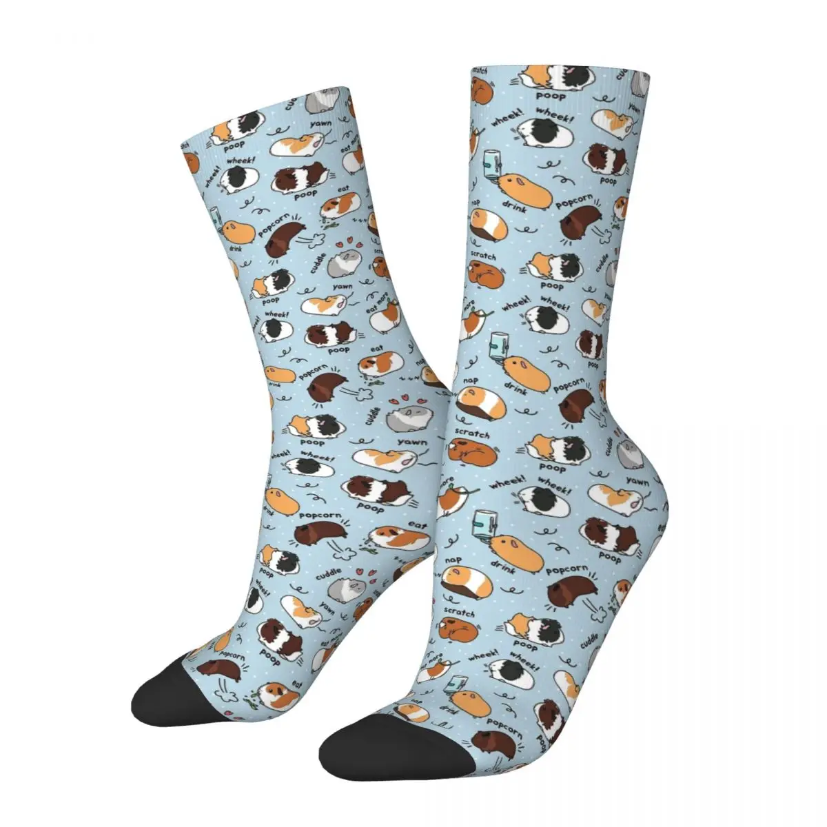 

Flowers Black Guinea Pig Cavia Porcellus Animal 3 Unisex Socks Hip Hop 3D Print Happy Socks Street Style Crazy Sock