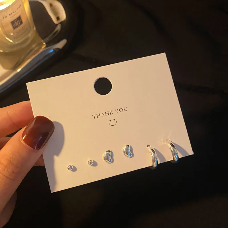 Drop Earrings Pendant Earrings New Korean Fashion Metal Love Heart Circle Drop Small Earrings for Women Trend Pendant Piercing Earrings Set Jewelry
