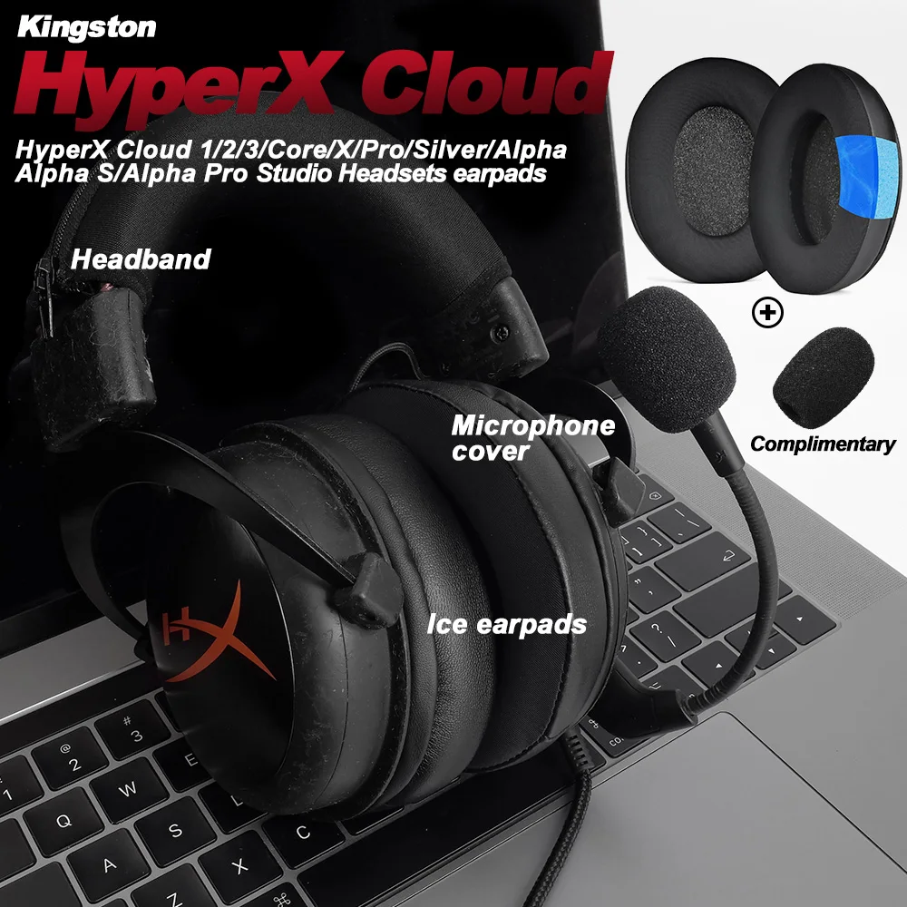 Replacement Foam Ear Pads for HyperX Cloud 123 Alpha, II,III,Stinger,Silver,Core,X,S,Pro Headphones memory foam Earpads Protein