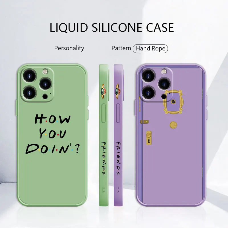 Etui Coque Slim Fit Silky Square Liquid Friends Tv Show Door Frame Per Iphone 14 Xr 7 11 14X13 Pro Max 12 6 8 Plus Xs 5 6S Se