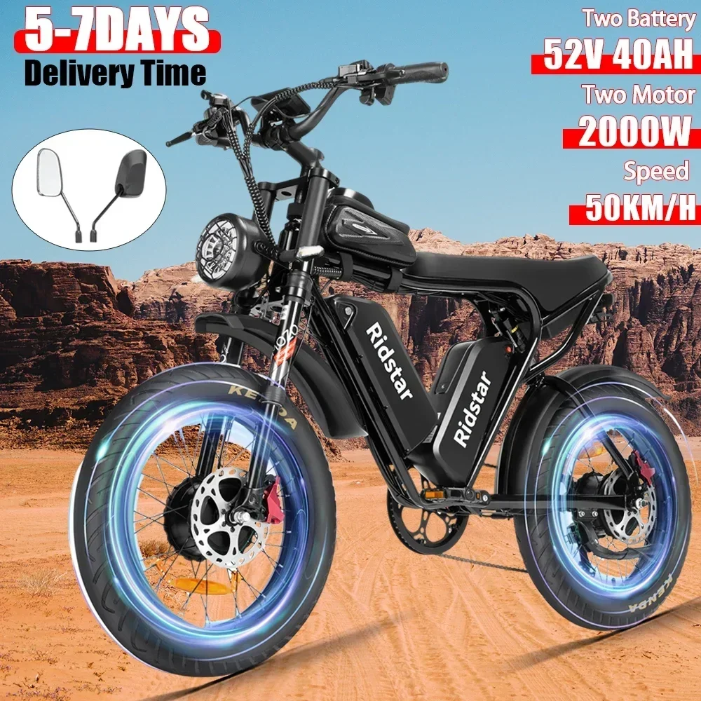 Ebike Dual Motor 2000W Two Batteries 40AH 20*4.0 Fat Bicycle electric bike electric bicycle