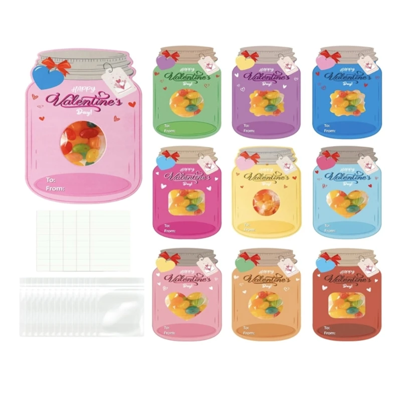 50 Pcs 발렌타인 데이 선물 카드 발렌타인 데이 캔디 홀더 카드 항아리 교환 카드 파티 호의 학교 용품