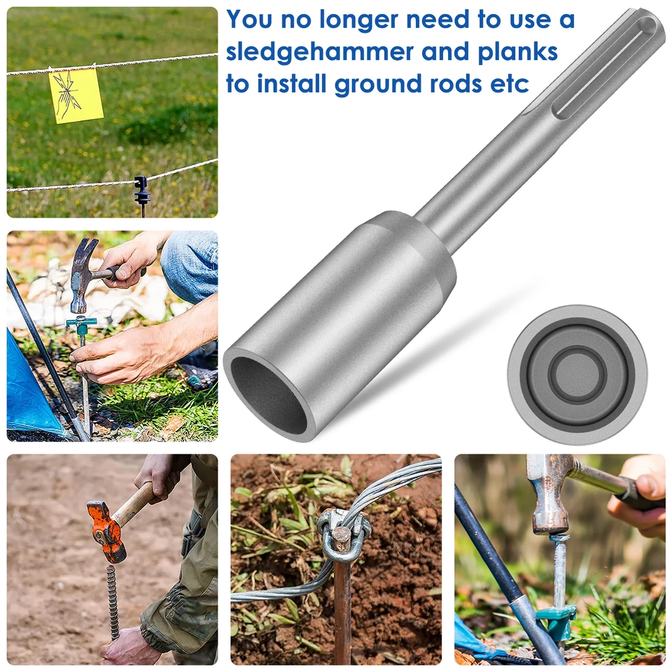 Pisman Ground Rod Driver - 1-3/16 Hex Shank For Hammer Drills & Fence Posts