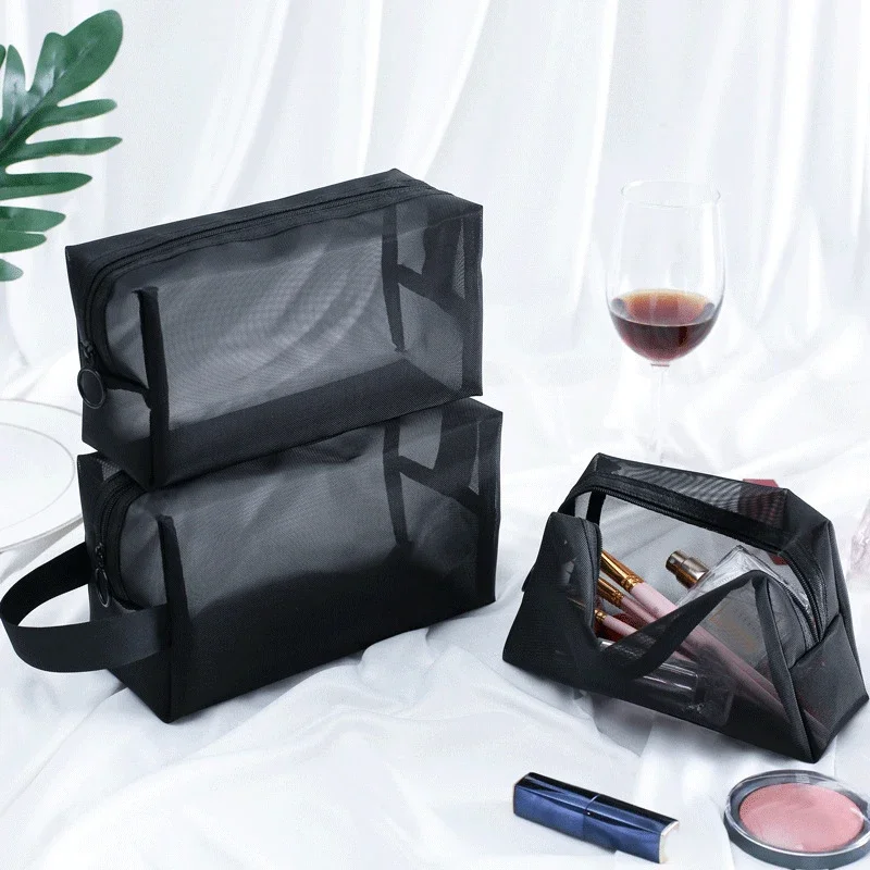 Makeup Organizer Cosmetic Bag Cosmetic Storage Bag Toiletry Bag Makeup Bag Cosmetic Case Portable Mesh Transparent Cosmetic Bag Makeup Case Women Travel Zipper Make Up Organizer Wash Toiletry Beauty Storage Bag Pouch
