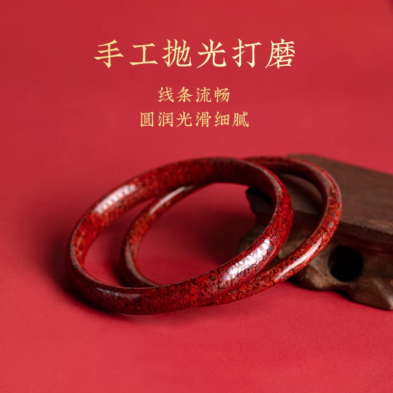 High Quality Raw Ore Cinnabar Large Particle Sand Bracelet Natural High Content Transparent Crystal Sand Beads Bangle Lucky Gift