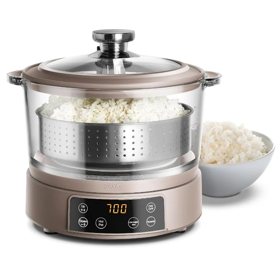 Low Carb Glass Rice Cooker with Auto Lift Basket