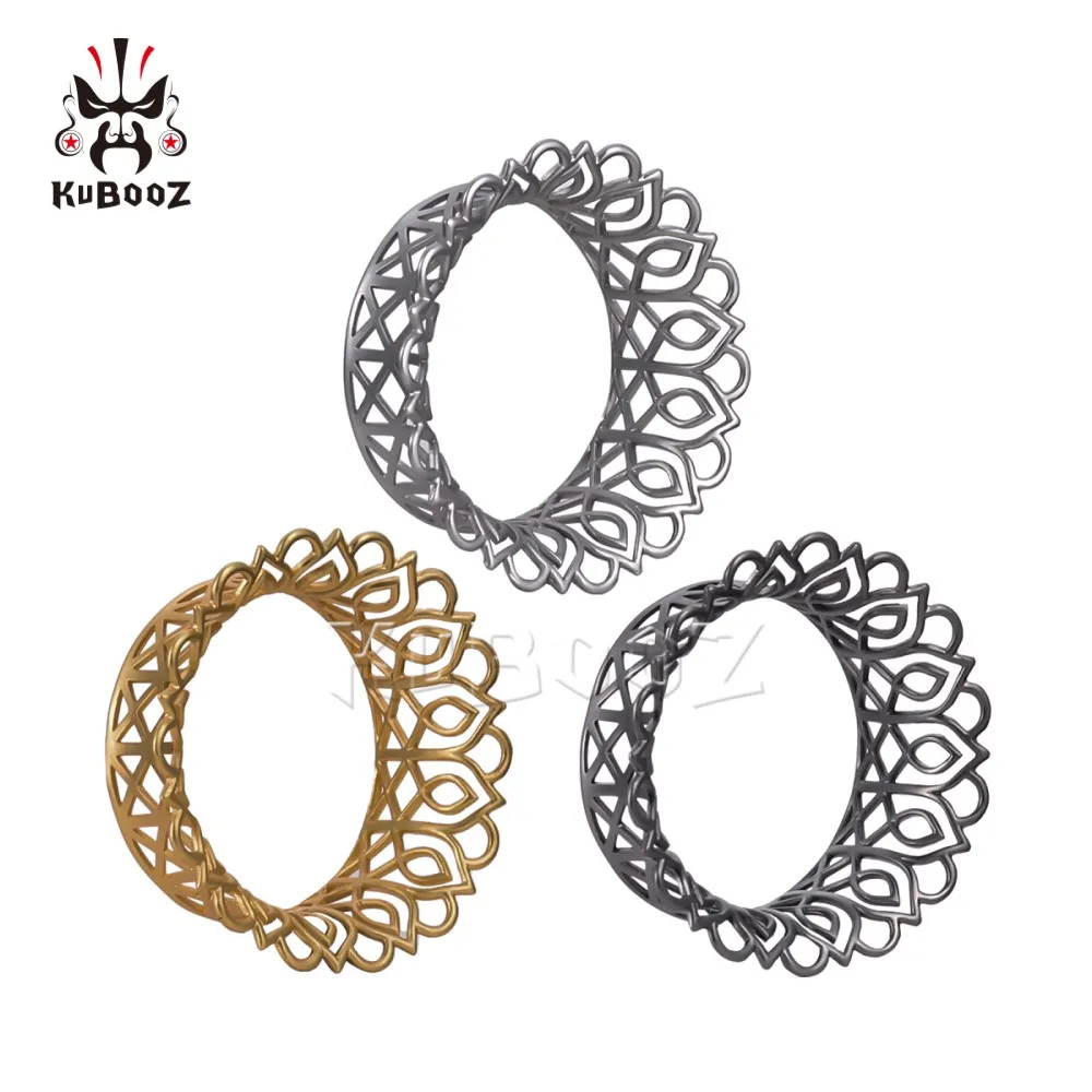 

KUBOOZ Unique Copper Matte Hollow Pattern Ear Tunnels Gauges Plugs Earrings Piercing Body Jewelry Expander Stretchers 2PCS