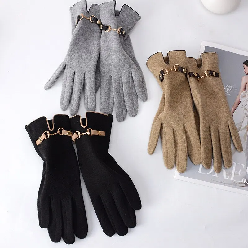 

Fashion Lady Glove Mittens Women Winter Vintage Touch Screen Driving Keep Warm Windproof Dropshiping New Grace mitaine femme