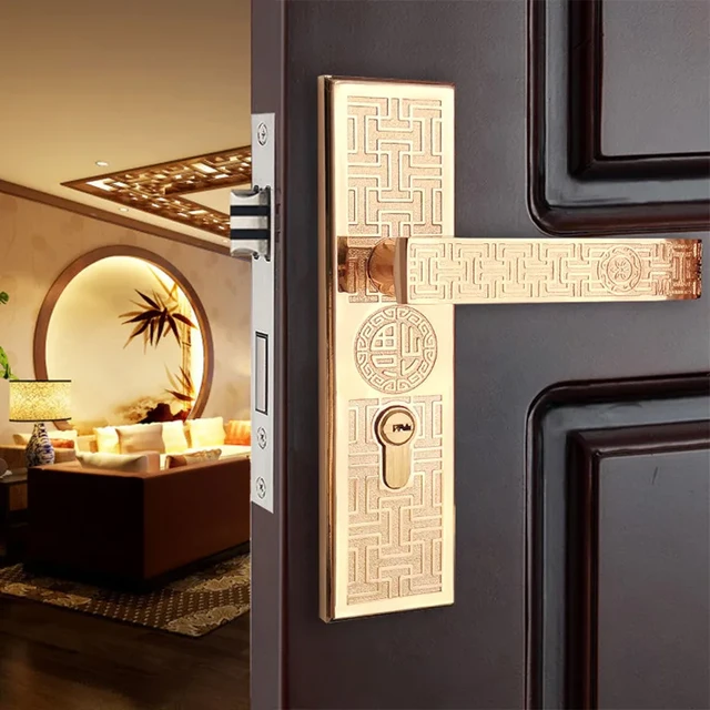 Indoor Household Door Handle For Home With Security Lock Key Set Aluminum  Alloy - AliExpress