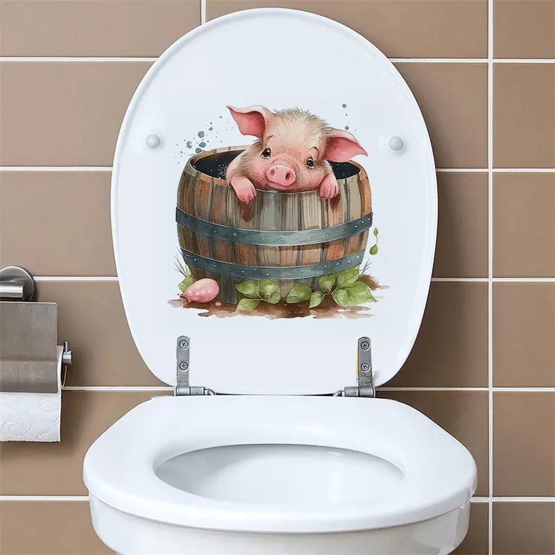 M448 Cute Pink Small Fragrant Pig Watercolor Hand-Painted Cartoon Sticker Kids Room Decoration Toilet Decal