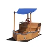 Outsunny Pirate Ship Sandbox with Cover and Rudder Wooden Sandbox with Storage Bench and Seat Outdoor Toy for Kids 3-8 Years Old 6