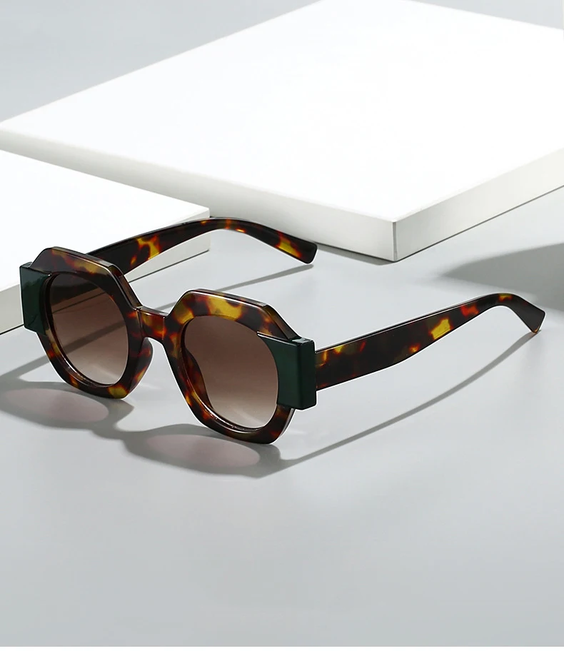 SO&EI Ins Beliebte Mode Polygon Quadrat Doppel Farbe Frauen Sonnenbrille Vintage Gradient Shades UV400 Männer Punk Sonnenbrille – Detail 2