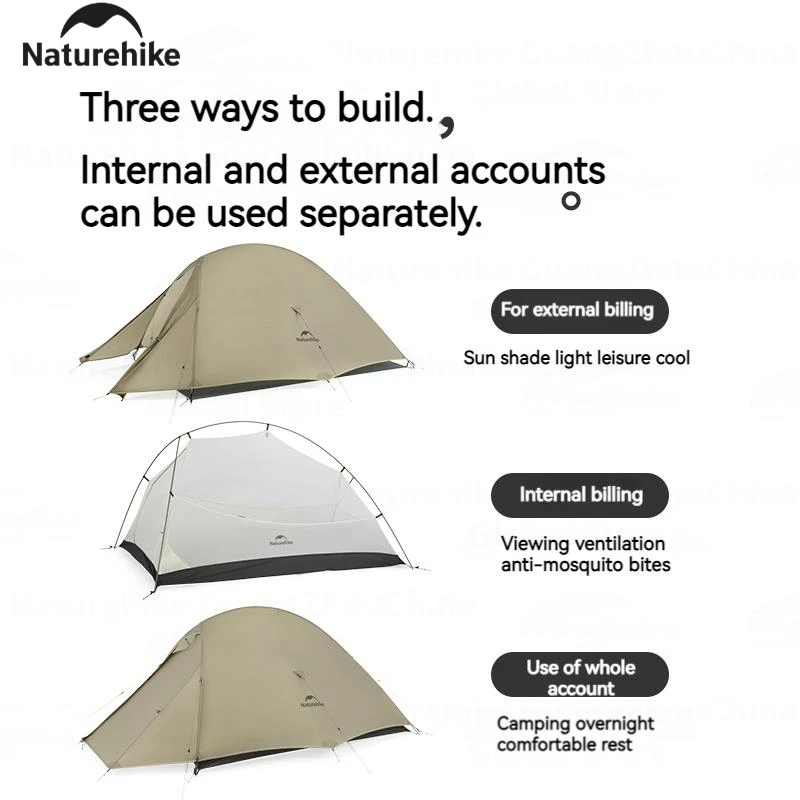 Naturehike Cloud Up Pro Tent Ultralight 1.36kg 1-2 Person 20D