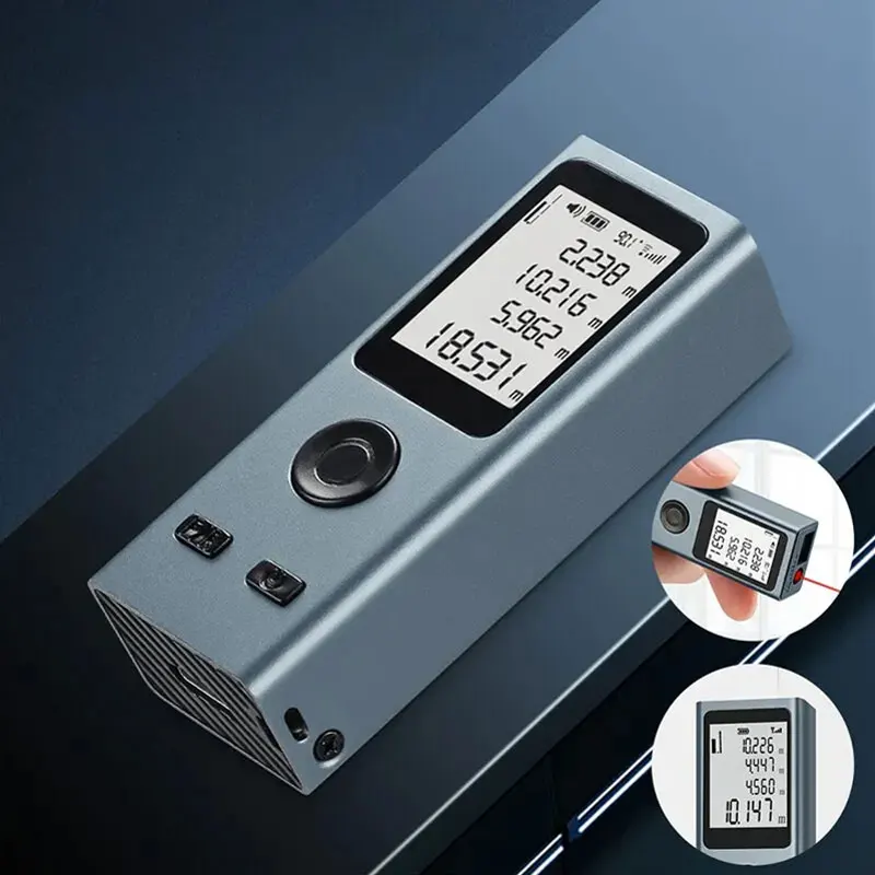 Mini Laser Rangefinder Digital Tape Measure Laser Ruler USB Charge Aluminum Alloy Fuselage Measuring Distance: 30m/50m