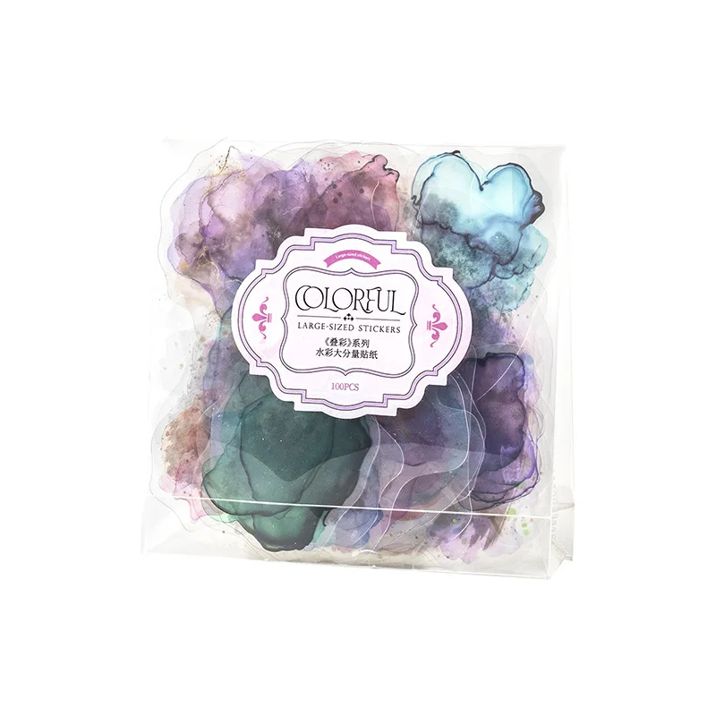 Watercolor Wash Sticker Collection - 100 Sheets/Pack