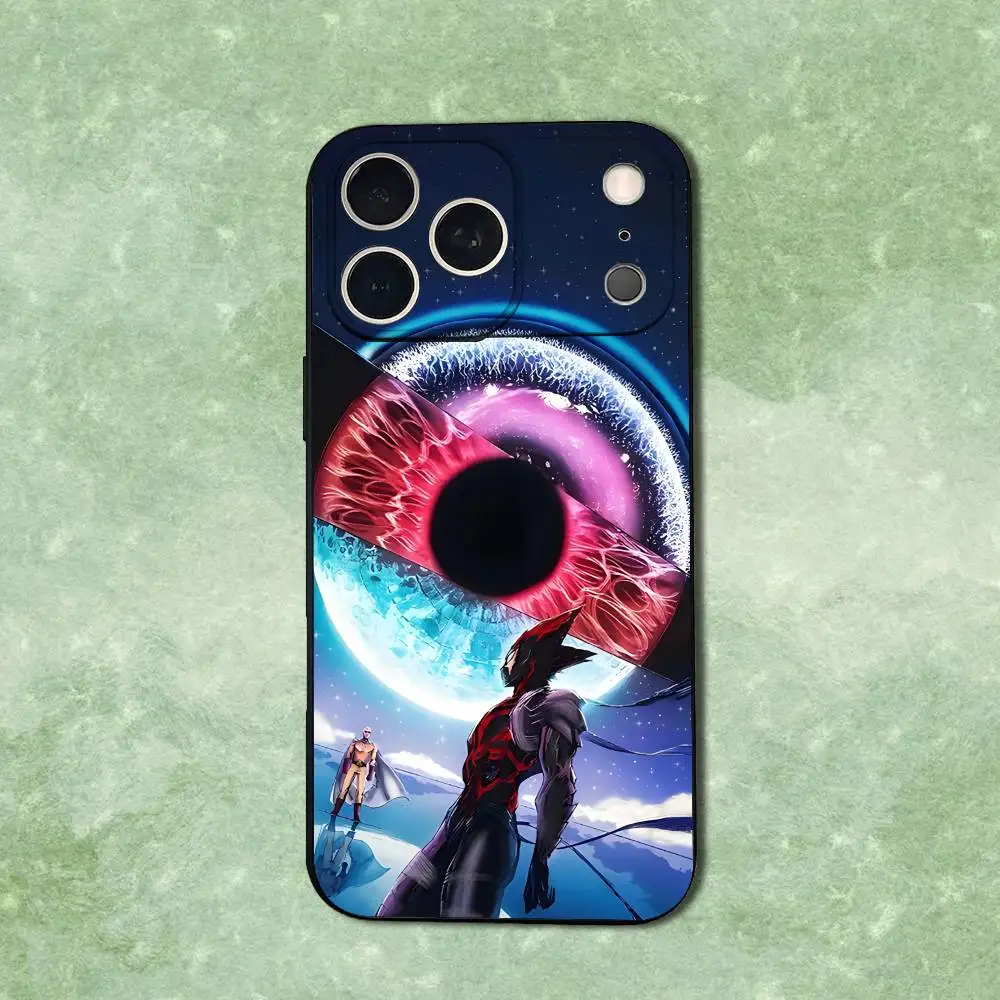 O-One P-Punch 애니메이션 M-Man 아이폰 케이스 (아이폰 14, 13, 17, 12, 11, 16, 15, 플러스, 프로 맥스, XS, X, XR, SE, 미니용) 부드러운 실리콘 블랙 커버