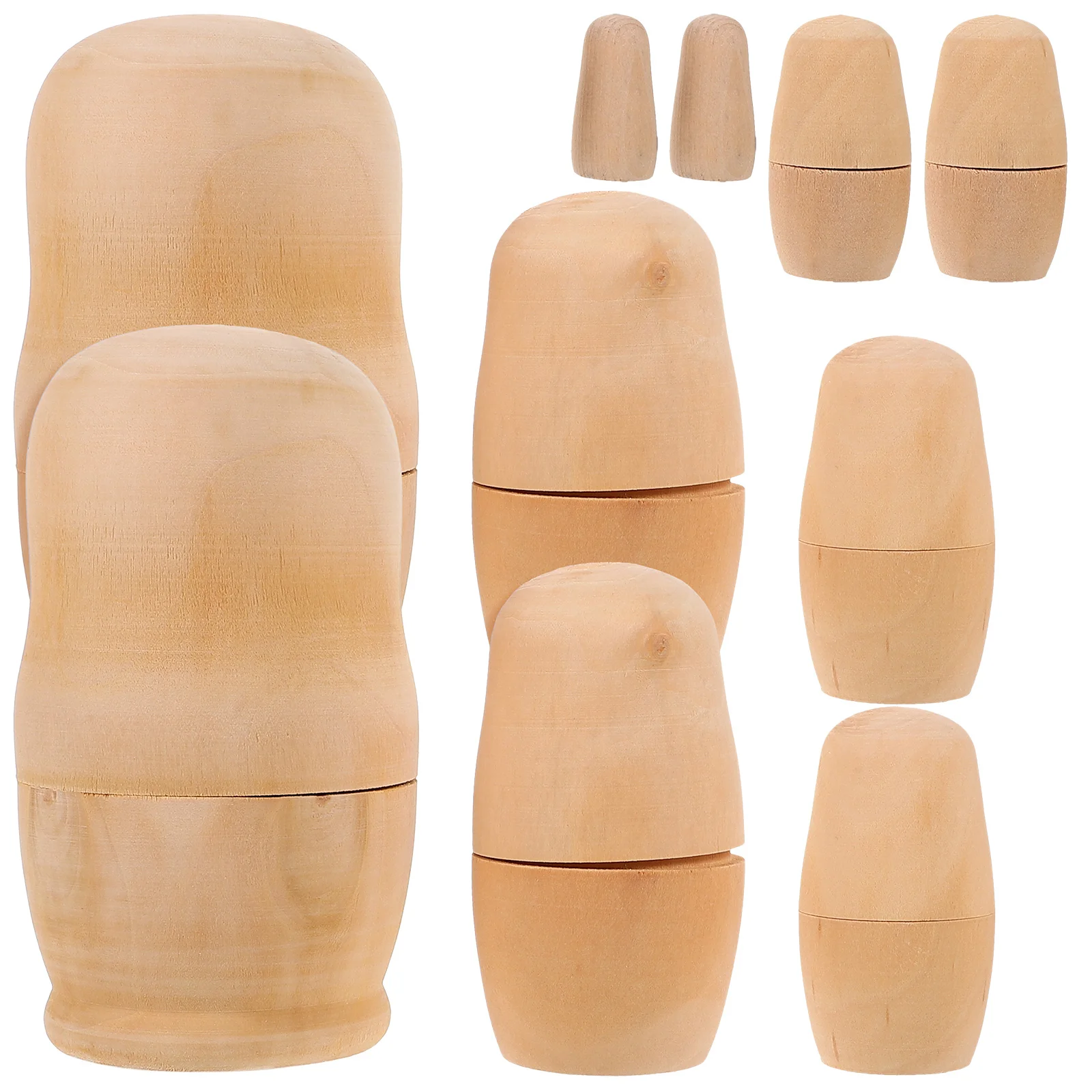 

2 Sets Plain Wooden Nesting Dolls Unpainted Nesting Dolls Plain Russian Dolls Diy Nesting Dolls for DIY Wooden Crafts ( 5
