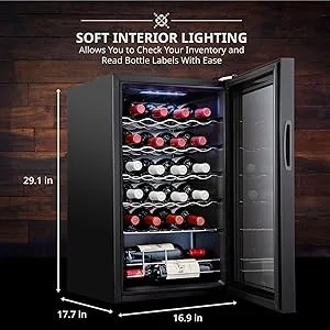 Ivation wine cooler Soft interior lighting