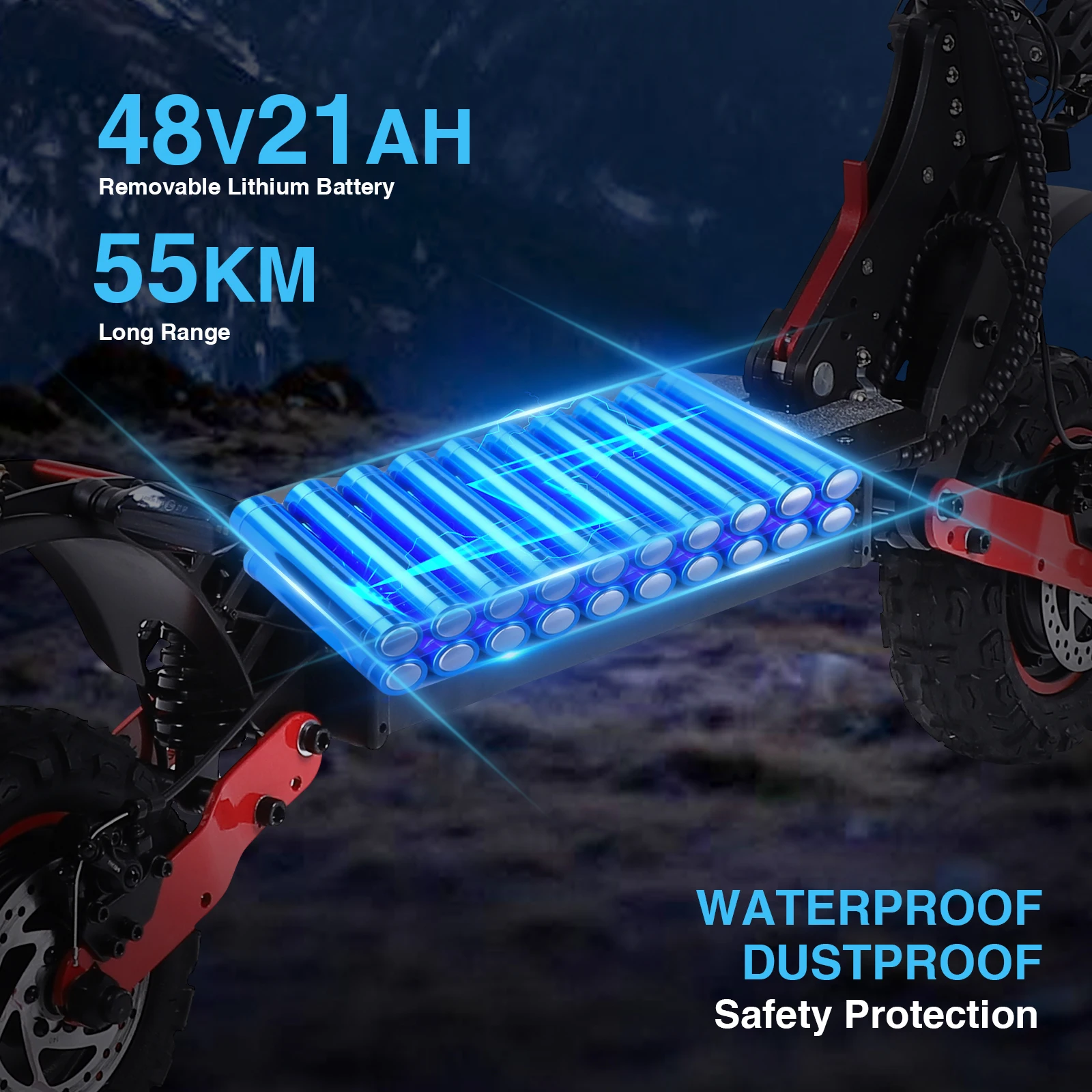 Monopattino Elettrico H6 con Motore 2400W, Batteria 48V21AH, Doppi Ammortizzatori a Molla, Doppi Freni a Disco, Pneumatici da 11 Pollici - immagine 3