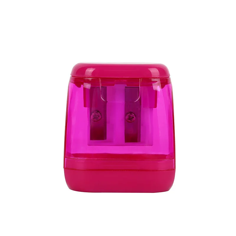 Double-hole Pencil Sharpener Cute Kids' Plastic Sharpener with Cover pencil sharpener