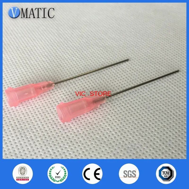 100Pcs 20G Pink 1'' Stainless Steel Glue Dispensing Needle Tube Length 25.4mm Dispense Needle 1 Inch
