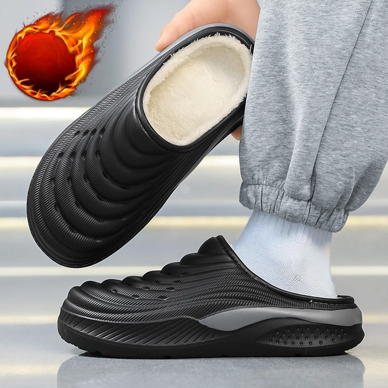Mens Winter Slippers Comfortable Warm EVA Extra Large Size Home Leisure Cotton Slippers