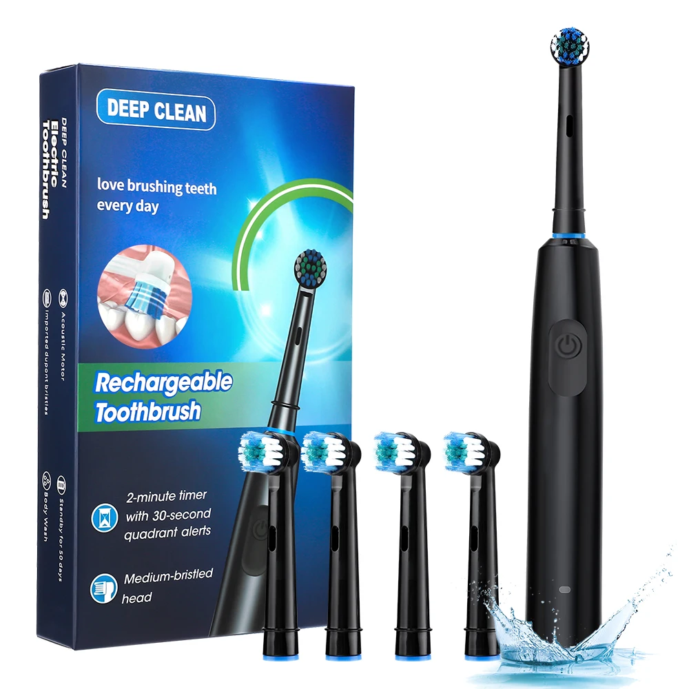 Rechargeable Electric Toothbrush with Soft Brush Heads for Adults