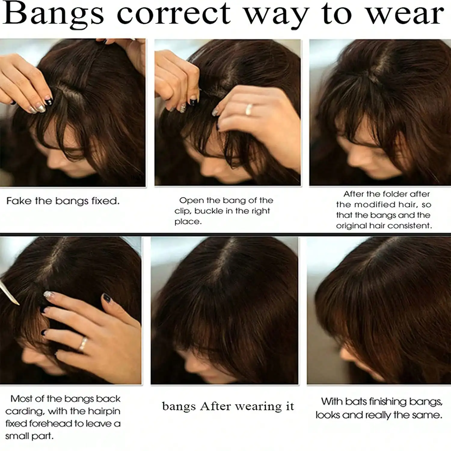 Clip in Bangs Synthetic Hair Wispy Bangs Hair Clip Fake Bang Fringe with Temples Hairpieces for Women Daily Wear