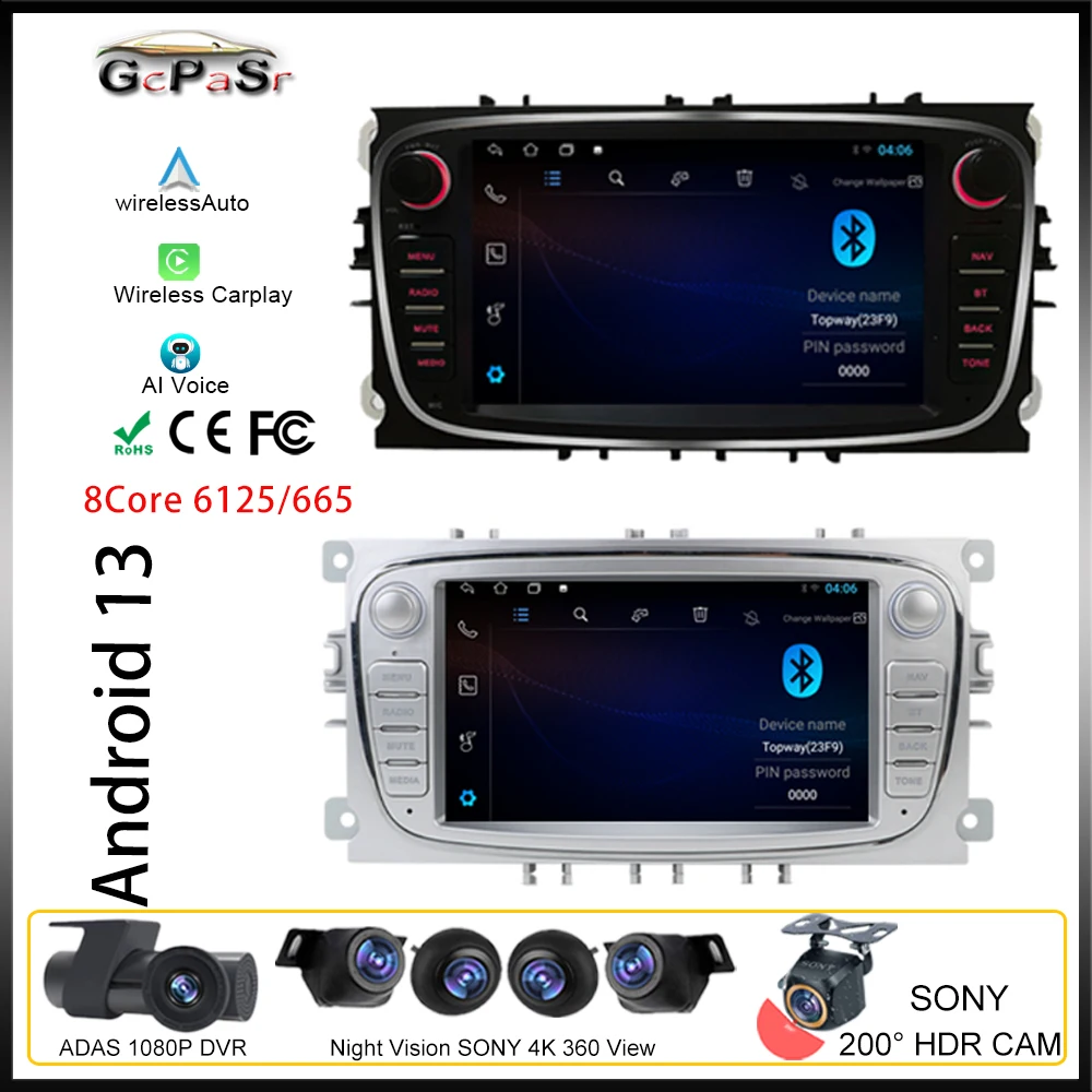 Qualcomm Lettore Autoradio Android Per Mk6 Ford Fiesta Zetec (2002-2008) Autoradio Multimedia Video Navigation Wifi No 2Din Dvd