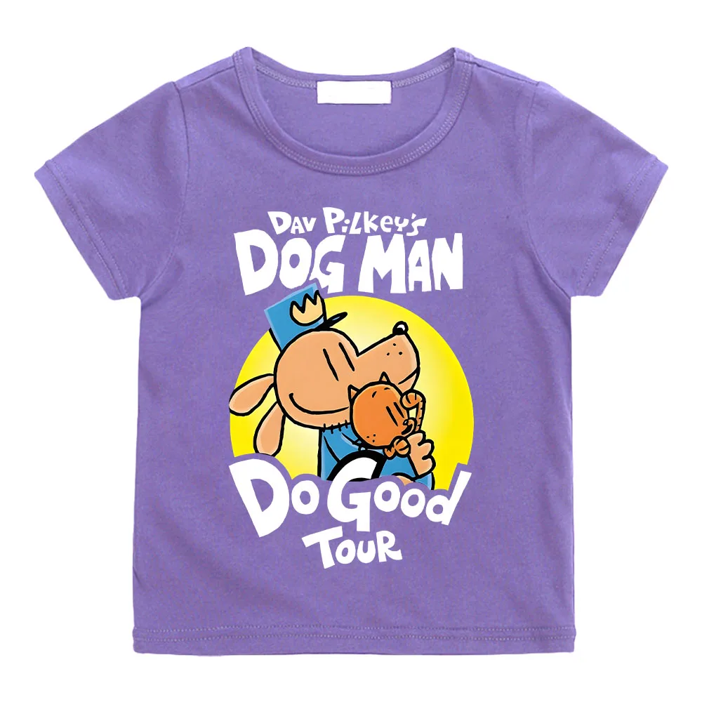 Fun Dog Man Pattern Children T-shirt Summer Casual Short Sleeved Boy Tee-shirt Comfortable Round Neck Girl Tshirt High Quality 6