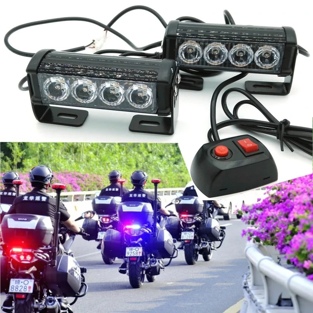 4 × Feu de Signalisation pour Casque de Moto, Barre Lumineuse pour Casque  de Moto, Étanche