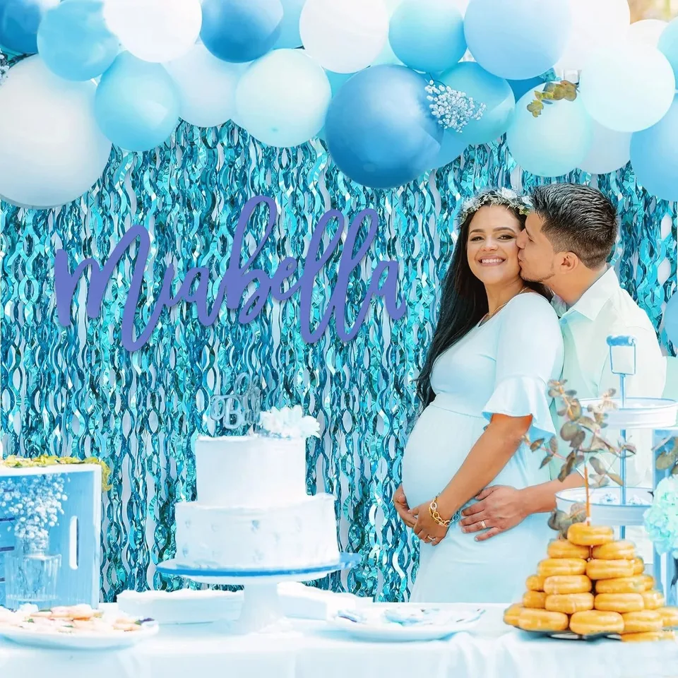 장식 풍선 레인 커튼 블루 워터 리플, 결혼 기념일, 그랜트 이벤트 생일 파티 패션 액세서리, 2M X 1M-Freehip.co.kr