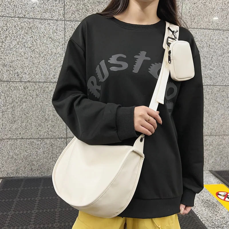 Composite Bag Single Shoulder and Crossbody Unisex Trendy Design Casual Simple Large Capacity Storage Bag PU Material All-match