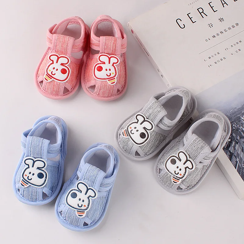 

0-18M Newborn Baby Sandals Canvas Shoes Summer Baby Shoes Cartoon Bear Sandals Soft Crib First Prewalker Baby Sandals Clogs