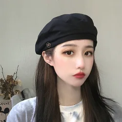 Beret female thin summer black ins octagonal hat net red Korean version Japanese British retro painter hat female haten