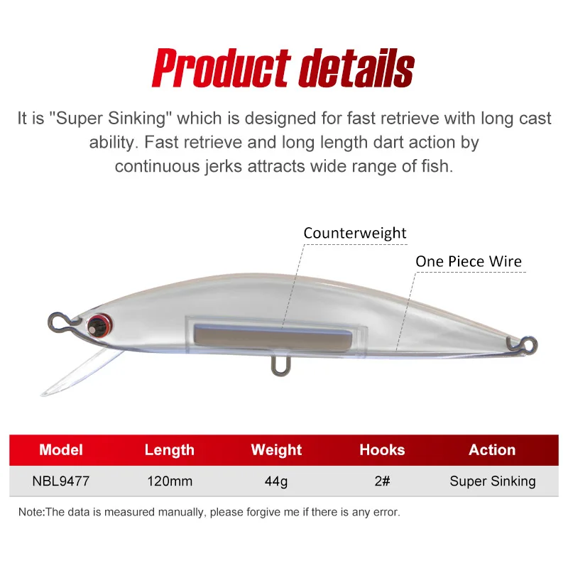 Noeby Minnow  ̳, ŷ  ĳ , ΰ ϵ ̳ Ʈ, ġ ٴ  ̳ Ŭ, 120mm, 44g