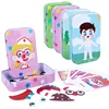 Magnetic 3D Puzzle Children Dress Up Expression Travel Tin Box Jigsaw Game Early Education Imagination Toys Gifts For Girls 1