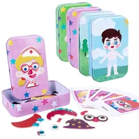 Magnetic 3D Puzzle Children Dress Up Expression Travel Tin Box Jigsaw Game Early Education Imagination Toys Gifts For Girls 1