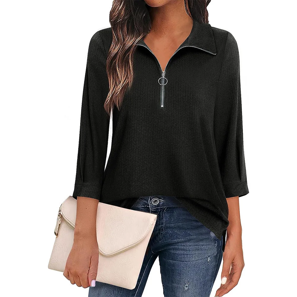 Casual Female Three Quarter Blouse Shirt