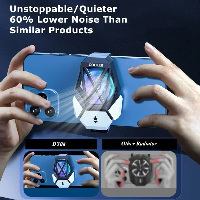 DY08 IOS 안드로이드 PUBG 게임 쿨러 용 휴대 전화 냉각 팬 라디에이터 공냉식 백 클립 쿨 히트 싱크 게임 액세서리