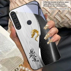Elegant Black Tempered Glass Phone Case with Traditional Dragon Totem Design - Redmi Note 8 (BLH - BLH2601311)