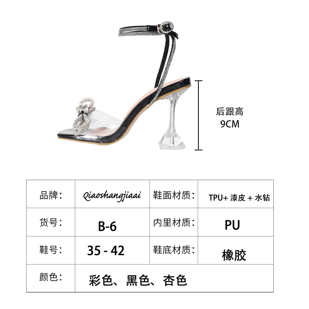 2022 Hot Sales Summer Style Sexy 10Cm Women Sandals High Heels Open Toe Buckles Nightclub Party Shoe Black Big Size