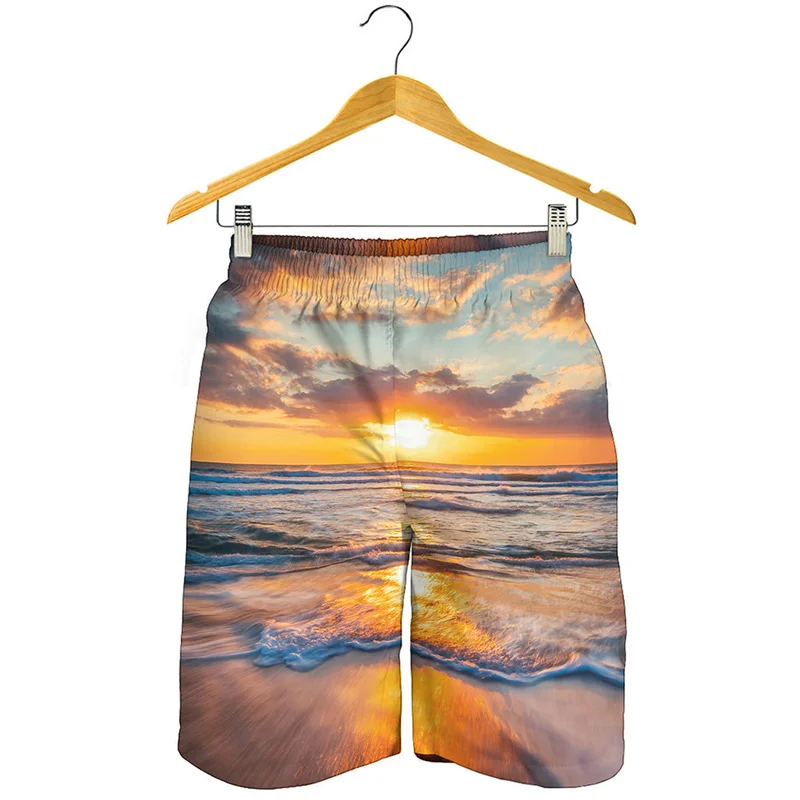 

Colorful Sunrise Graphic Beach Shorts Men Children 3D Printed Sun Board Shorts Summer Quick Dry Swim Trunks Street Short Pants