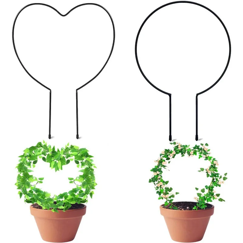 

1PC Round Vine Climbing Rack Iron Garden Plant Support Stake Stand Heart-shaped Flower Plant Trellis Support Frame Garden Decor