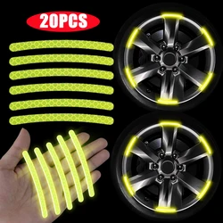 20pcs Car Wheel Hub Sticker Roadway Safety High Reflective Stripe Tape Bike Motorcycle Car Decorative Stickers Car Accessories