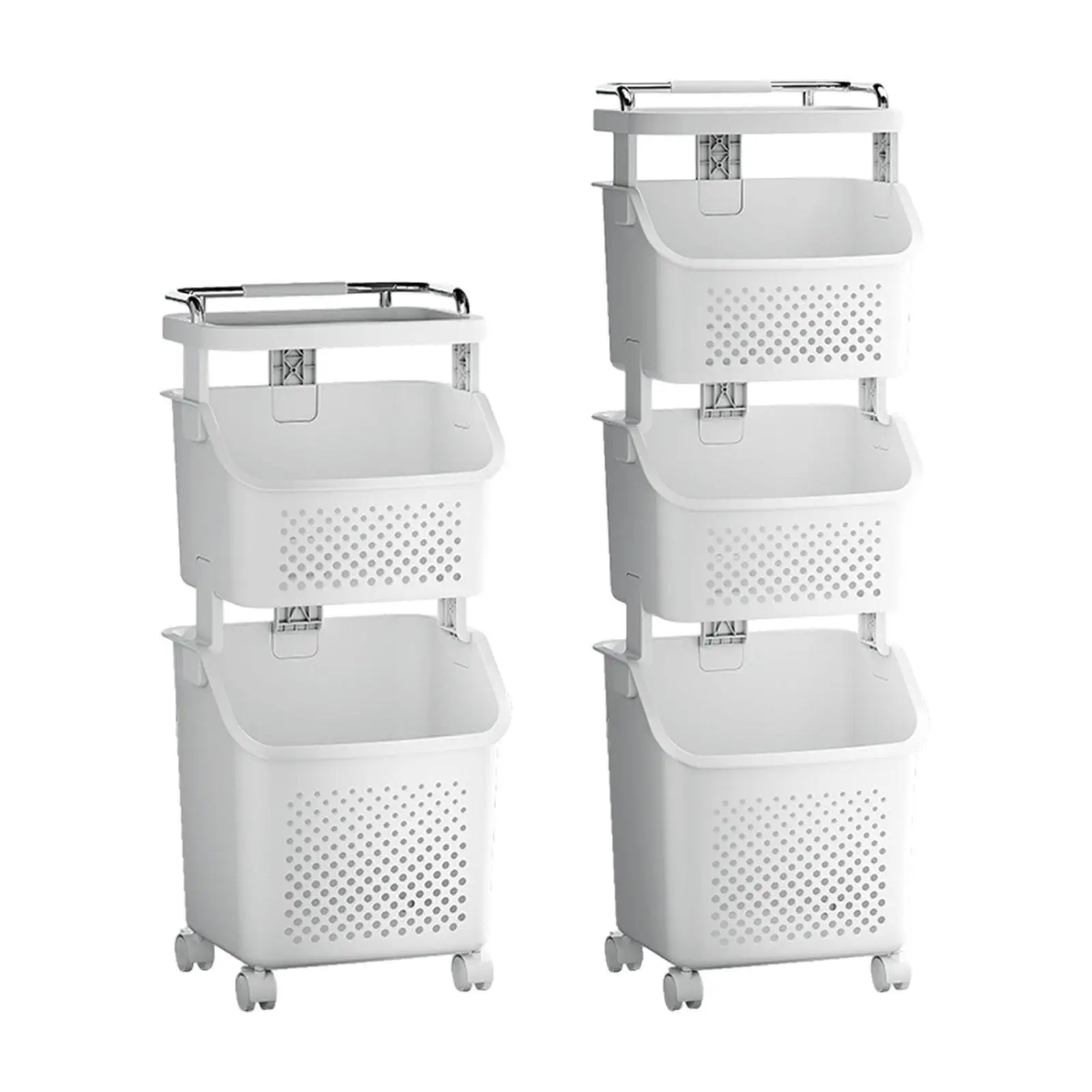 Laundry Cart Dirty Clothes Basket Storage Organizer with Wheels, Laundry Hamper Storage Shelves for Apartment Home Dorm 2