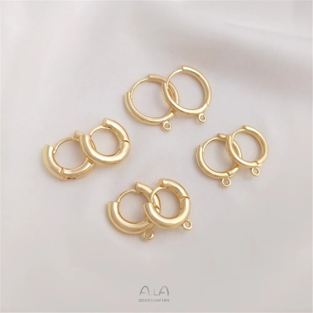 14K gold round earring with hanging ring and earring buckle DIY handmade earring and earring accessories materials