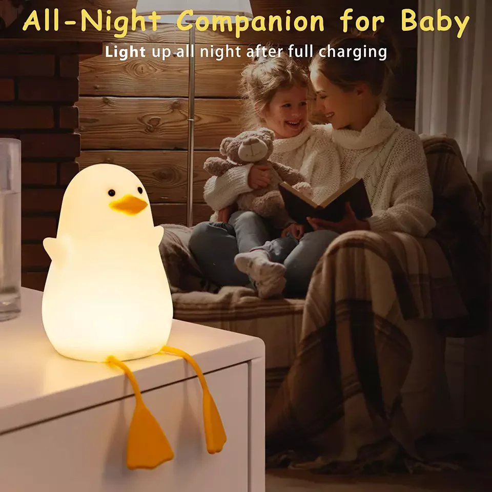 Creative and Fun Duck Silicone Pat Small Night Light Desktop Decoration Atmosphere Light USB Charging Children's Bedroom Light 4